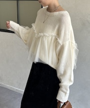 チュールビスチェドッキングニット