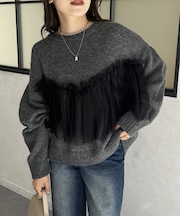 チュールビスチェドッキングニット