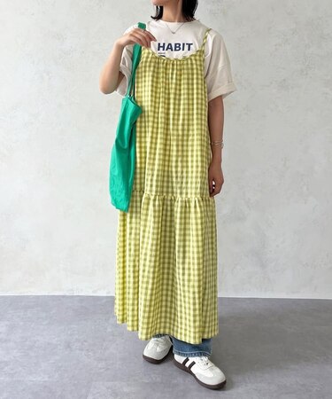 ギンガムチェックティアードキャミワンピース