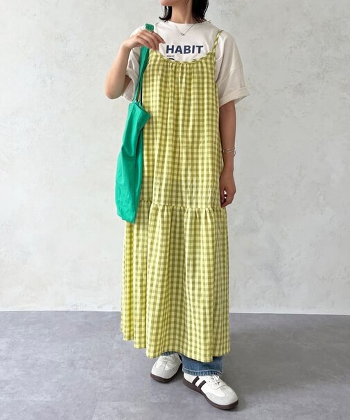 ギンガムチェックティアードキャミワンピース