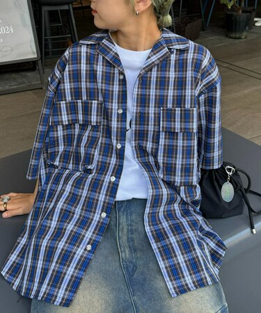 【【CIAOPANIC TYPY】チェックアソートダブルポケット半袖シャツ