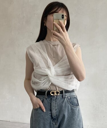 ツイストチュールドッキングノースリプルオーバー