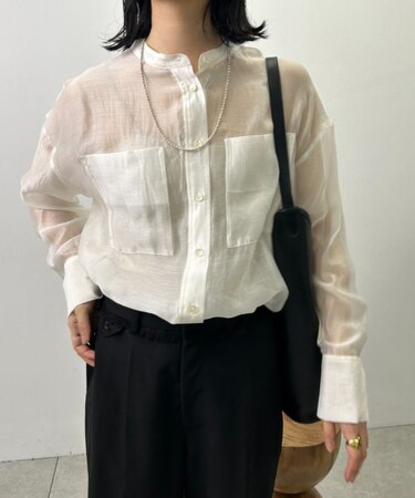 【SHENERY】バンドカラーオーガンジーシャツ