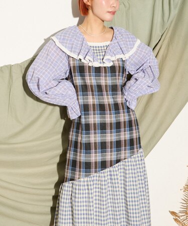 【CIAOPANIC TYPY】パッチワークチェックロングワンピース