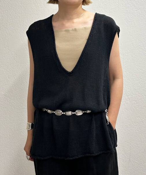 【SHENERY】Vネックリネンニットベスト