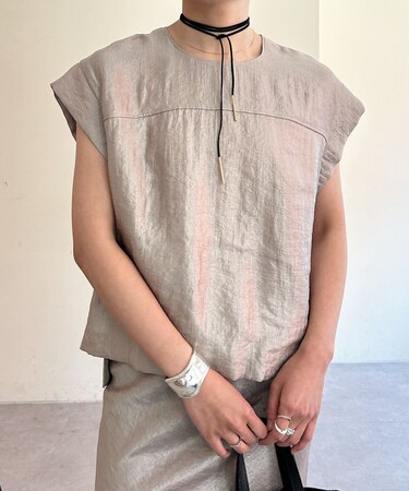 【SHENERY】ビンテージサテンTブラウス