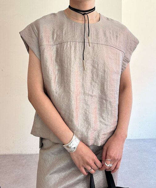 【SHENERY】ビンテージサテンTブラウス