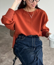 裏起毛ストレッチドルマンプルオーバー