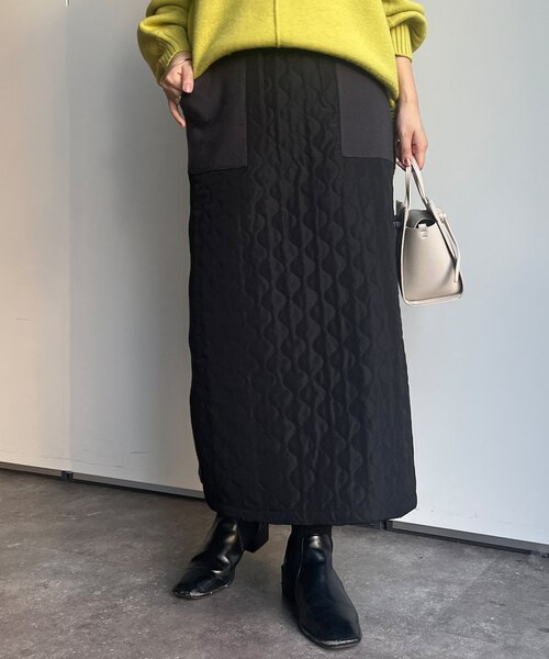 キルティング×リブニット切替スカート｜パルグループアウトレットの