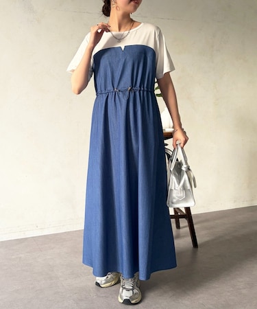 ビスチェ見えドッキングワンピース