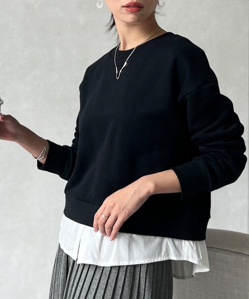 レイヤード裏起毛プルオーバー