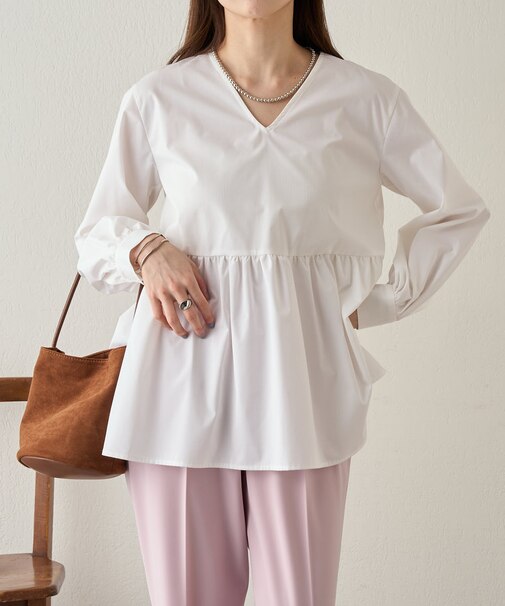 【SHENERY】Vネックペプラムブラウス
