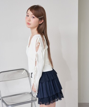 【RAY CASSIN】袖リボンニット