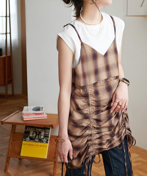 Discoat] [ディスコート] 【WEB限定】胸ギャザーキャミチュニック