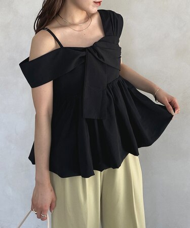 アシメノースリバルーンブラウス