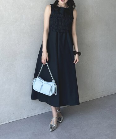 シャーリングビスチェ×ノースリワンピース