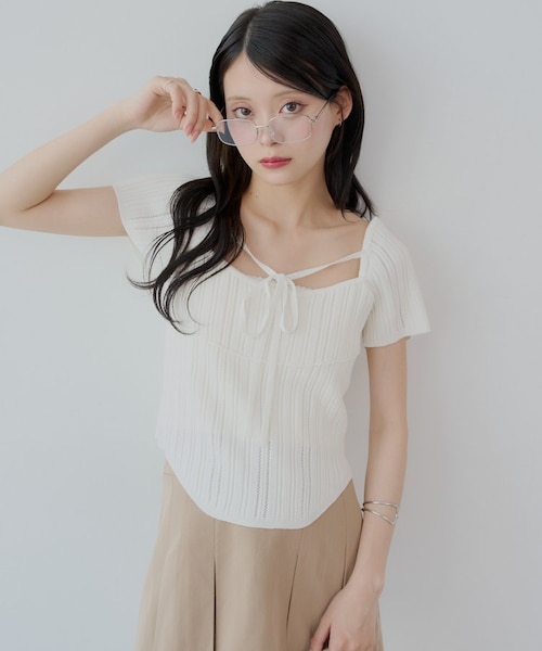 レア品✨️45R ミックスニット 手編みボレロ デザイン 編み込み Chico】ボレロデザイン柄編みニット｜パルグループアウトレットの