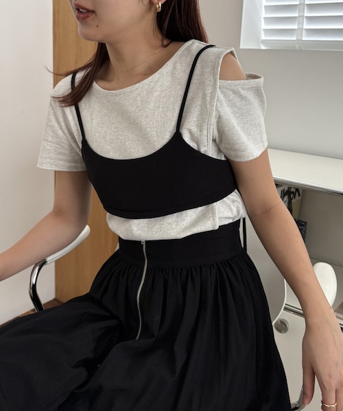 CAPRICIEUX LE'MAGE ペプラムトップスフレアデザイン ビスチェ 着回し力抜群！セットアイテム】インナーSETペプラムビスチェ