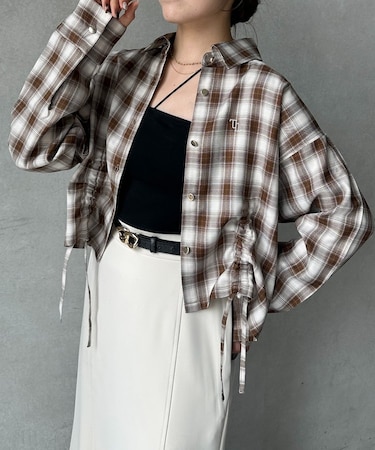 【UV加工付き】ドロストチェックショートシャツ
