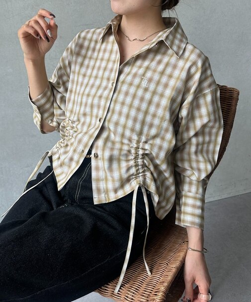 【UV加工付き】ドロストチェックショートシャツ