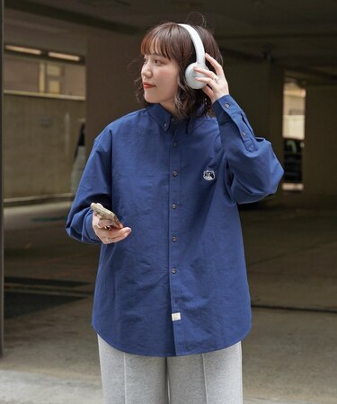 【ANYMAL】1ポイント刺繍長袖オックスフォードシャツ