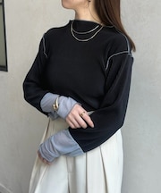 袖先配色プリーツメロープルオーバー
