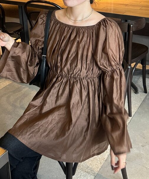 シアーシャーリングチュニックブラウス