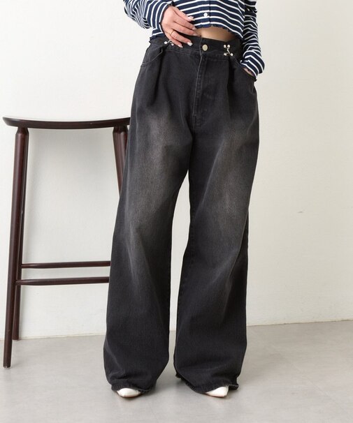 【RAY CASSIN】オーバーダイタックワイドデニム