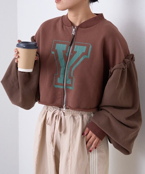 【CIAOPANIC TYPY】ボリュームスリーブZIPスウェットカーディガ