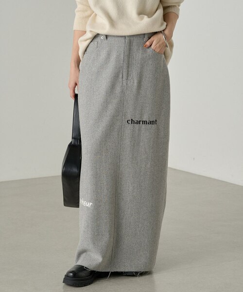 新品タグ付き■LOUNGEDRESS ラウンジドレス 刺繍ウールタイトスカート Loungedress】刺繍ウールタイトスカート｜パルグループ