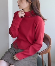 【Kastane】ハイネックダメージリブニットプルオーバー