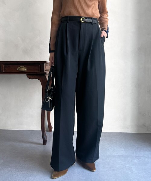 ベルト付きタックワイドパンツ｜パルグループアウトレットの