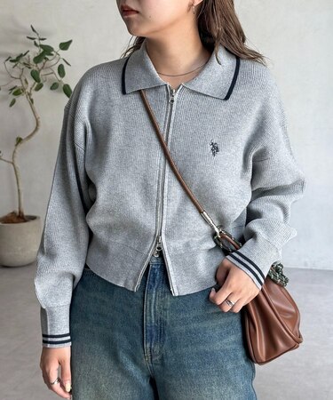 【U.S. POLO ASSN.】襟付きジップカーディガン