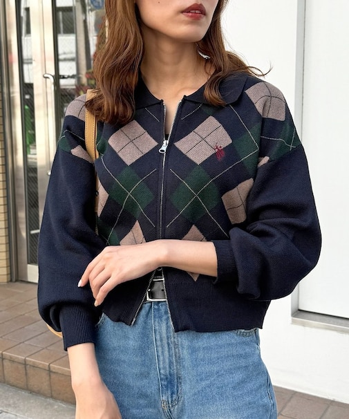 【U.S. POLO ASSN.】襟付きジップカーディガン