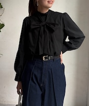細ボウタイブラウス