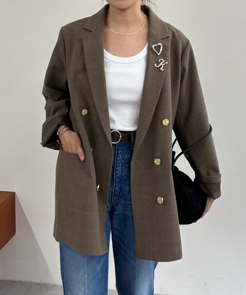 【SHENERY】チェックダブルジャケット