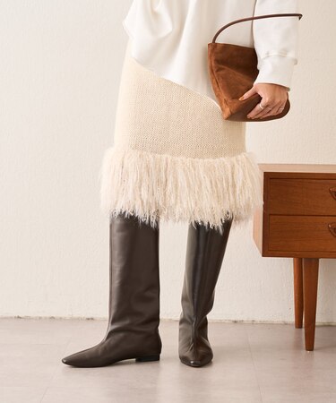 【SHENERY】フリンジニットスカート