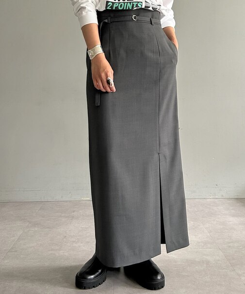 【SHENERY】ベルテッドタイトマキシスカート