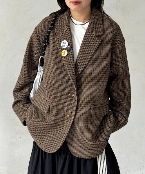 【完売】缶バッジ付ツイードテーラードジャケット 缶バッジ付きツイードテーラードジャケット｜パルグループアウトレット