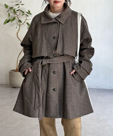 ケープ付き軽量メルトンミドルコート