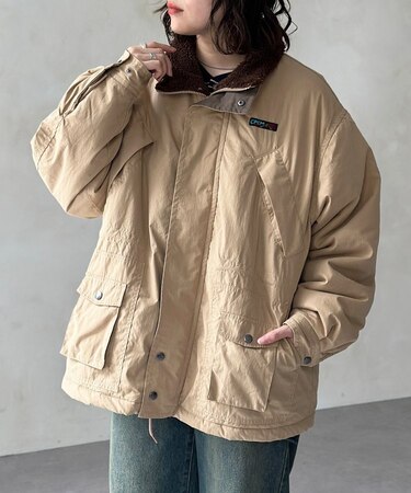 襟ボアスタンドハンティングミドルジャケット