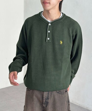 【U.S. POLO ASSN.】ヘンリーネックニット