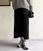 スエード×リブナロースカート