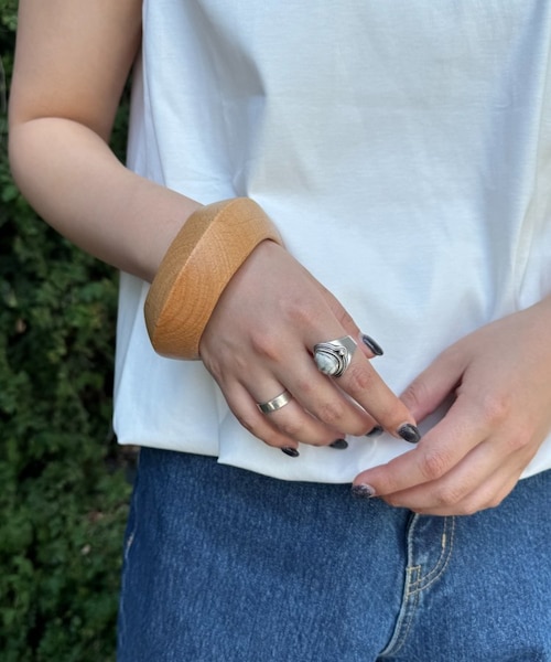 ペルノイ　バングル 美品 PEACE ピース バングル 平打ち SILVER K18 金メタル