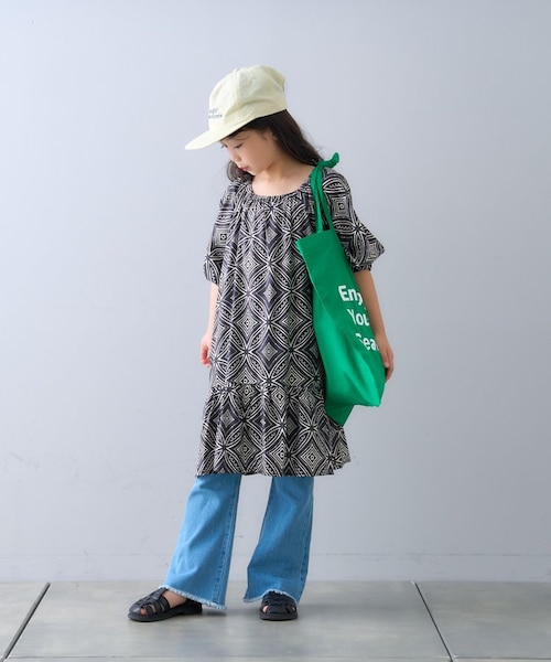 カネコイサオ♥チューリップ柄ワンピース＆カーディガン＆バッグ 3点セット CIAOPANIC TYPY】【KIDS】アフリカンバティック柄ワンピース