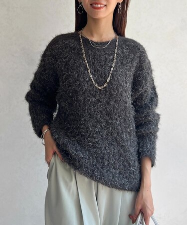 ラメフェザーモールネッププルオーバー