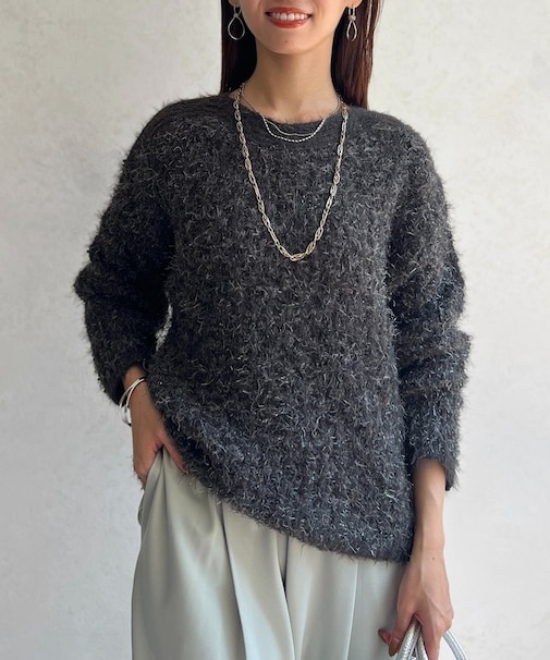 ラメフェザーモールネッププルオーバー