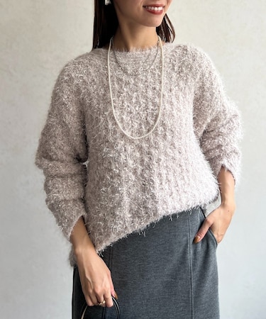 ラメフェザーモールネッププルオーバー