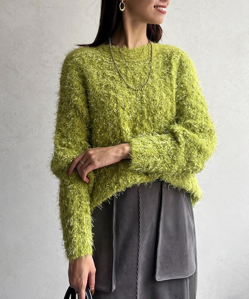 ラメフェザーモールネッププルオーバー