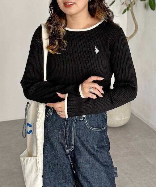 【U.S. POLO ASSN.】クルーネックリブニット